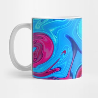 Artsy Bright Vivid vibrant Blue pink red saturated liquid marble abstract pattern Mug